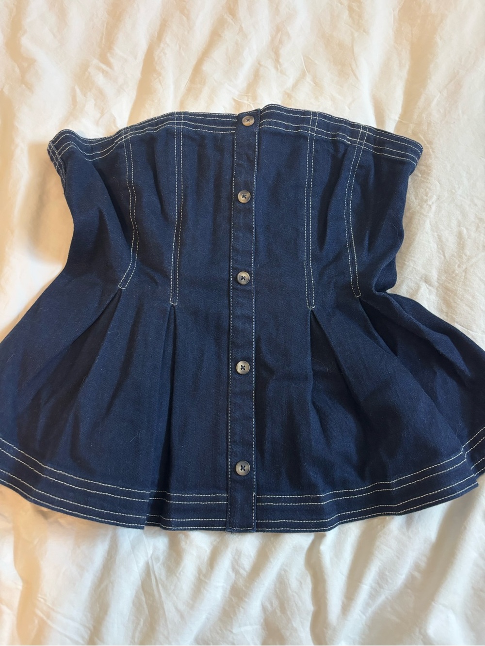 Pilcro Dark Blue Button-Front Top